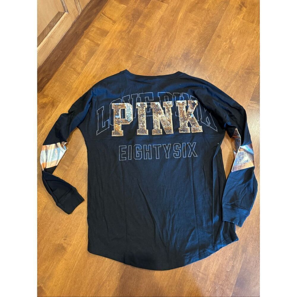 Woman’s new w tags Victoria’s Secret pink bling flip sequin long sleeve tshirt s